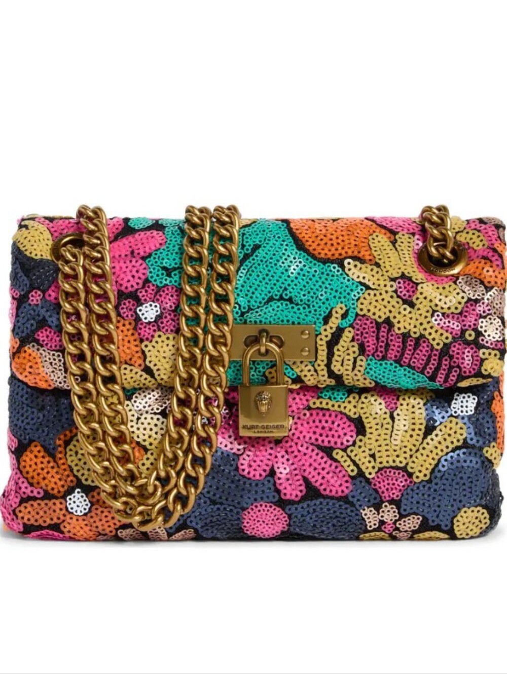 Kurt Geiger London BRIXTON  SEQUIN FLORAL NWT BAG W/ DUSTY